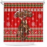 Bill Pickett Christmas Cowboy Shower Curtain Snowy Winter Western Rodeo Horse Rider Art