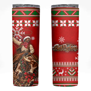 Bill Pickett Christmas Cowboy Skinny Tumbler Snowy Winter Western Rodeo Horse Rider Art