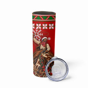 Bill Pickett Christmas Cowboy Skinny Tumbler Snowy Winter Western Rodeo Horse Rider Art