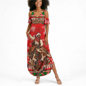 Bill Pickett Christmas Cowboy Summer Maxi Dress Snowy Winter Western Rodeo Horse Rider Art