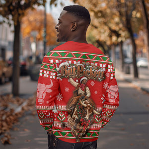 Bill Pickett Christmas Cowboy Sweatshirt Snowy Winter Western Rodeo Horse Rider Art