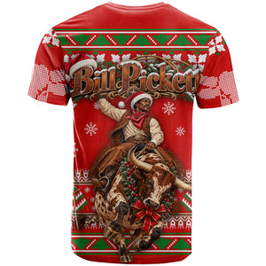 Bill Pickett Christmas Cowboy T shirt Snowy Winter Western Rodeo Horse Rider Art