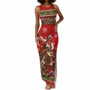Bill Pickett Christmas Cowboy Tank Maxi Dress Snowy Winter Western Rodeo Horse Rider Art
