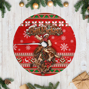 Bill Pickett Christmas Cowboy Tree Skirt Snowy Winter Western Rodeo Horse Rider Art
