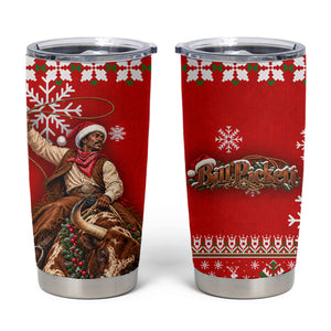 Bill Pickett Christmas Cowboy Tumbler Cup Snowy Winter Western Rodeo Horse Rider Art