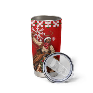 Bill Pickett Christmas Cowboy Tumbler Cup Snowy Winter Western Rodeo Horse Rider Art