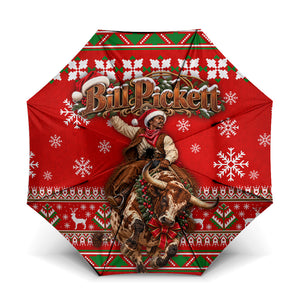 Bill Pickett Christmas Cowboy Umbrella Snowy Winter Western Rodeo Horse Rider Art