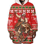 Bill Pickett Christmas Cowboy Wearable Blanket Hoodie Snowy Winter Western Rodeo Horse Rider Art