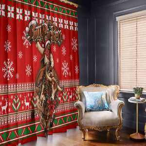 Bill Pickett Christmas Cowboy Window Curtain Snowy Winter Western Rodeo Horse Rider Art