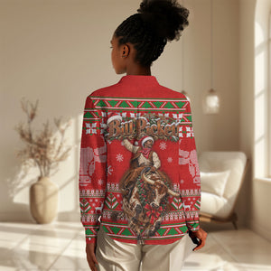 Bill Pickett Christmas Cowboy Women Casual Shirt Snowy Winter Western Rodeo Horse Rider Art