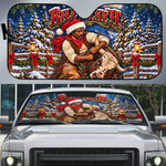 Bill Pickett Christmas Bull Rider Auto Sun Shade Snowy Winter Western Rodeo Night Art
