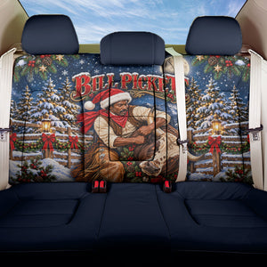 Bill Pickett Christmas Bull Rider Back Car Seat Cover Snowy Winter Western Rodeo Night Art