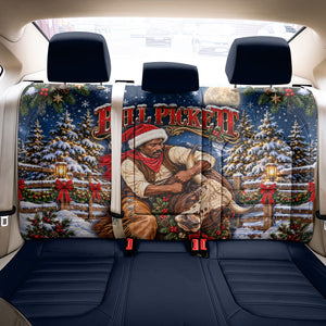 Bill Pickett Christmas Bull Rider Back Car Seat Cover Snowy Winter Western Rodeo Night Art