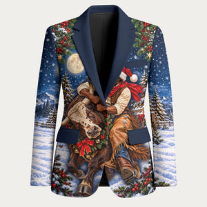 Bill Pickett Christmas Bull Rider Blazer Snowy Winter Western Rodeo Night Art