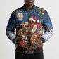 Bill Pickett Christmas Bull Rider Bomber Puffer Jacket Snowy Winter Western Rodeo Night Art