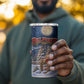 Bill Pickett Christmas Bull Rider 4 in 1 Can Cooler Tumbler Snowy Winter Western Rodeo Night Art