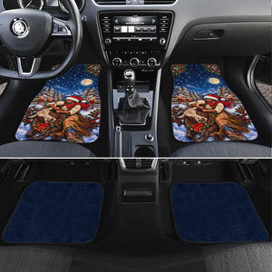 Bill Pickett Christmas Bull Rider Car Mats Snowy Winter Western Rodeo Night Art