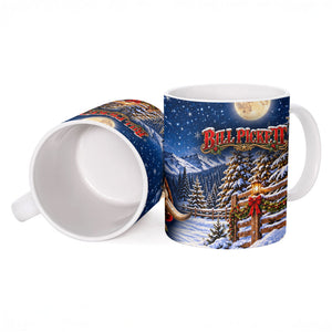 Bill Pickett Christmas Bull Rider Ceramic Mug Snowy Winter Western Rodeo Night Art