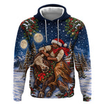 Bill Pickett Christmas Bull Rider Hoodie Snowy Winter Western Rodeo Night Art
