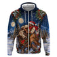 Bill Pickett Christmas Bull Rider Hoodie Snowy Winter Western Rodeo Night Art