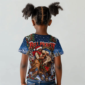 Bill Pickett Christmas Bull Rider Kid T shirt Snowy Winter Western Rodeo Night Art