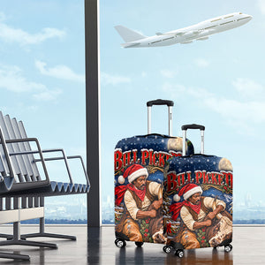 Bill Pickett Christmas Bull Rider Luggage Cover Snowy Winter Western Rodeo Night Art