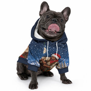 Bill Pickett Christmas Bull Rider Pet Hoodie Snowy Winter Western Rodeo Night Art