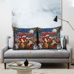 Bill Pickett Christmas Bull Rider Pillow Cover Snowy Winter Western Rodeo Night Art