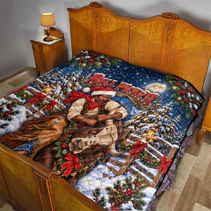Bill Pickett Christmas Bull Rider Quilt Snowy Winter Western Rodeo Night Art