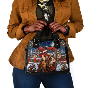 Bill Pickett Christmas Bull Rider Shoulder Handbag Snowy Winter Western Rodeo Night Art
