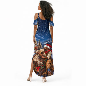 Bill Pickett Christmas Bull Rider Summer Maxi Dress Snowy Winter Western Rodeo Night Art