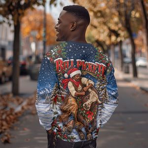 Bill Pickett Christmas Bull Rider Sweatshirt Snowy Winter Western Rodeo Night Art