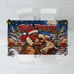Bill Pickett Christmas Bull Rider Tablecloth Snowy Winter Western Rodeo Night Art