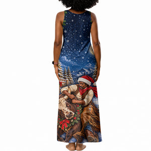 Bill Pickett Christmas Bull Rider Tank Maxi Dress Snowy Winter Western Rodeo Night Art