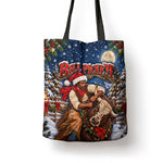 Bill Pickett Christmas Bull Rider Tote Bag Snowy Winter Western Rodeo Night Art