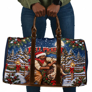 Bill Pickett Christmas Bull Rider Travel Bag Snowy Winter Western Rodeo Night Art