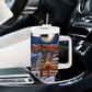 Bill Pickett Christmas Bull Rider Tumbler With Handle Snowy Winter Western Rodeo Night Art