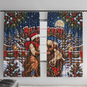 Bill Pickett Christmas Bull Rider Window Curtain Snowy Winter Western Rodeo Night Art