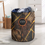Aten Laundry Basket Ancient Egyptian Cracked Stone Hieroglyph, Solar Eclipse Emblem, and Radiant Sunburst - African Pride