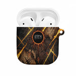 Aten AirPods Case Ancient Egyptian Cracked Stone Hieroglyph, Solar Eclipse Emblem, and Radiant Sunburst - African Pride