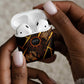 Aten AirPods Case Ancient Egyptian Cracked Stone Hieroglyph, Solar Eclipse Emblem, and Radiant Sunburst - African Pride