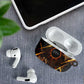 Aten AirPods Case Ancient Egyptian Cracked Stone Hieroglyph, Solar Eclipse Emblem, and Radiant Sunburst - African Pride