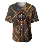 Aten Baseball Jersey Ancient Egyptian Cracked Stone Hieroglyph, Solar Eclipse Emblem, and Radiant Sunburst - African Pride