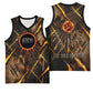 Aten Basketball Jersey Ancient Egyptian Cracked Stone Hieroglyph, Solar Eclipse Emblem, and Radiant Sunburst - African Pride