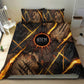 Aten Bedding Set Ancient Egyptian Cracked Stone Hieroglyph, Solar Eclipse Emblem, and Radiant Sunburst - African Pride