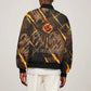 Aten Bomber Jacket Ancient Egyptian Cracked Stone Hieroglyph, Solar Eclipse Emblem, and Radiant Sunburst - African Pride