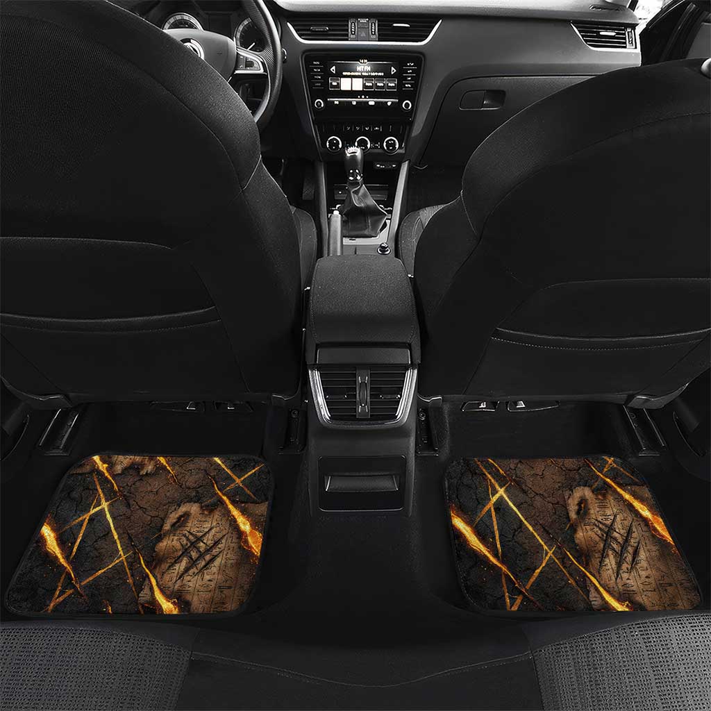 Aten Car Mats Ancient Egyptian Cracked Stone Hieroglyph, Solar Eclipse Emblem, and Radiant Sunburst - African Pride