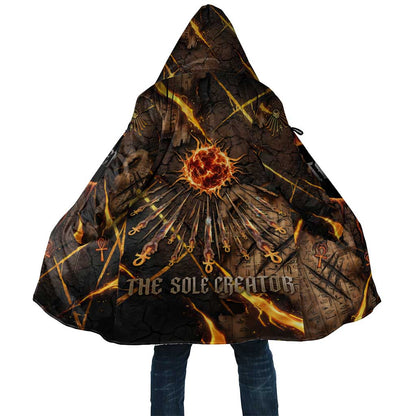 Aten Cloak Ancient Egyptian Cracked Stone Hieroglyph, Solar Eclipse Emblem, and Radiant Sunburst - African Pride