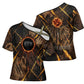 Aten Cross Shoulder Shirt Ancient Egyptian Cracked Stone Hieroglyph, Solar Eclipse Emblem, and Radiant Sunburst - African Pride