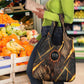 Aten Grocery Bag Ancient Egyptian Cracked Stone Hieroglyph, Solar Eclipse Emblem, and Radiant Sunburst - African Pride